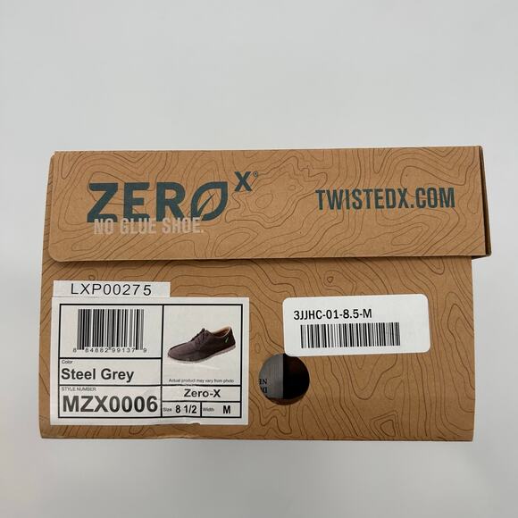 Twisted X Zero-X Lace-Up Loafer Sneakers Mens 8.5 Steel Gray NIB Shoes MZX0006 - Picture 8 of 16